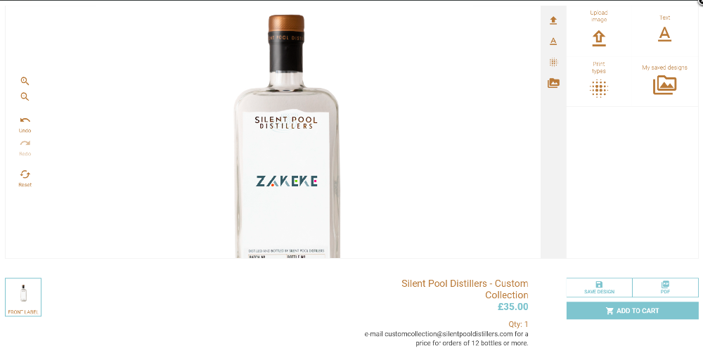 Zakeke customize distillers bottles