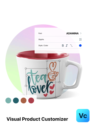 Visual product customizer for ecommerce